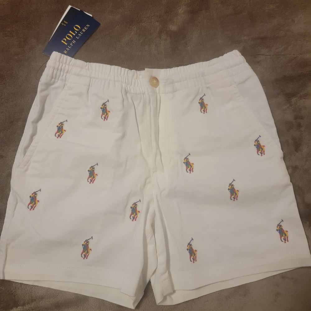 Polo White Shorts with Rainbow Horses